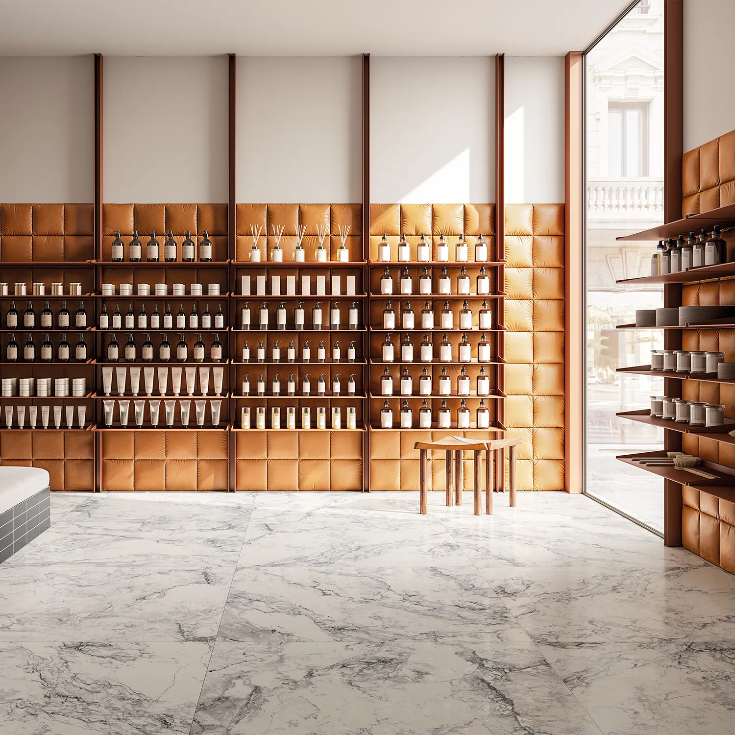 Marmoroptik Fliese Bianco Camouflage Silk 120 x 120 cm