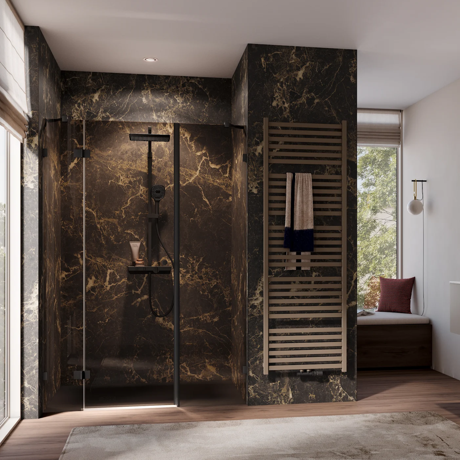 HSK RenoDeco Duschrückwand Marmor, Imperial-Espresso