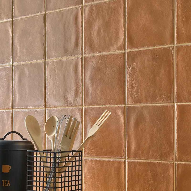 Landhaus Retro Wandfliese Block Terracotta Matte 14,4 x 14,4 cm
