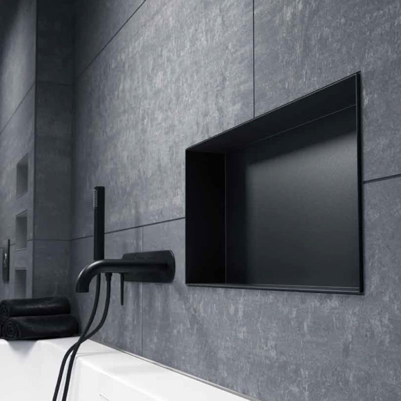 Duschnische 30 x 60 cm Schwarz Matt Wandnische Duschablage