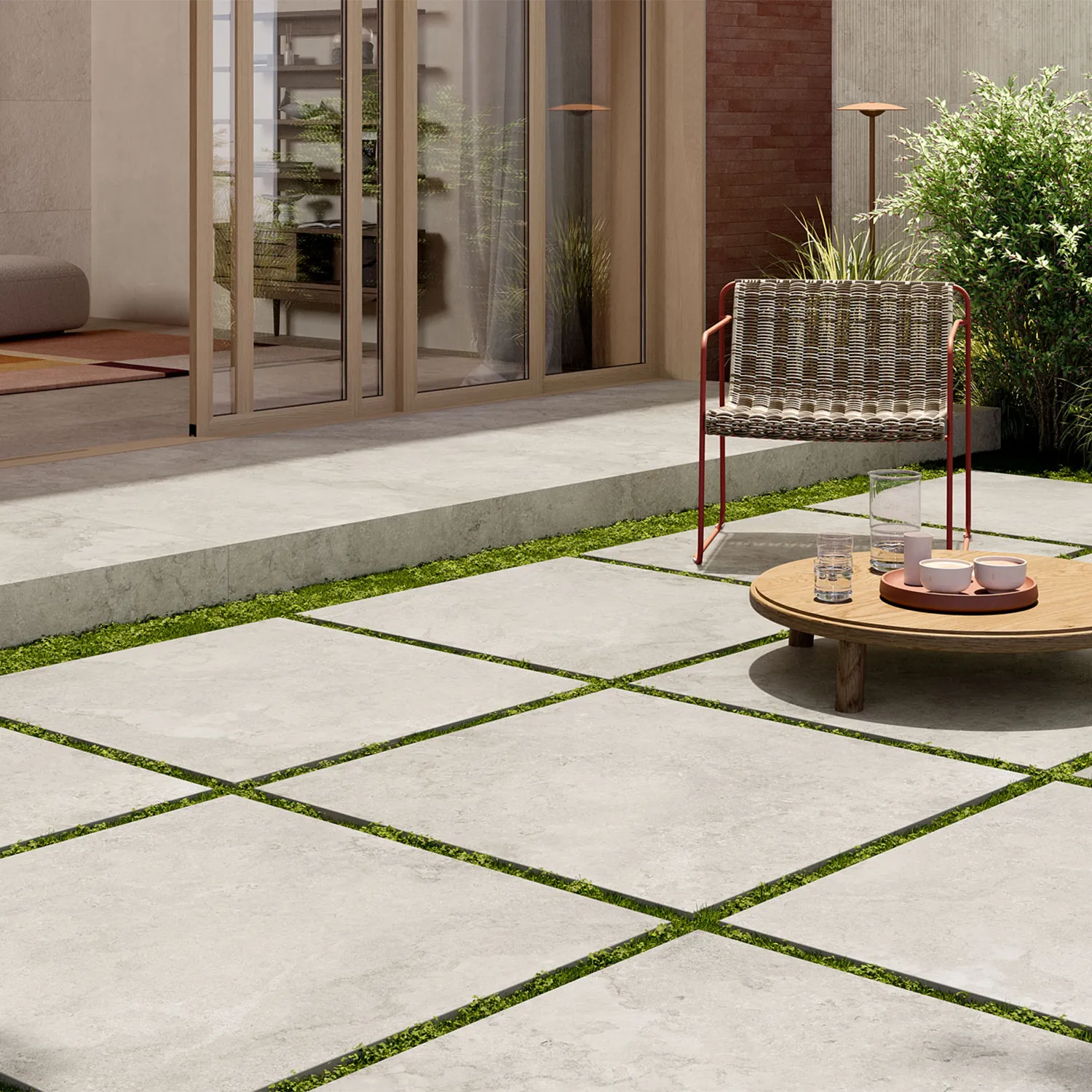 Steinoptik Terrassenplatte Portland Rock White 100 x 100 cm