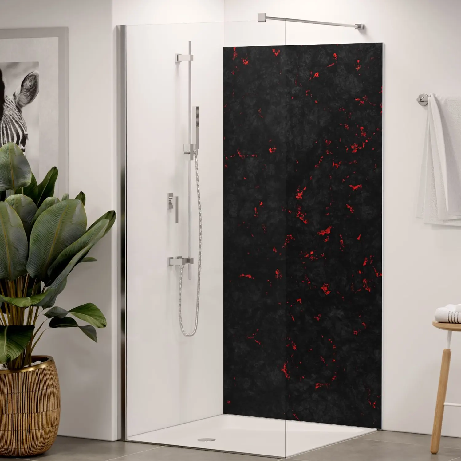 Duschrückwand Natursteindekor Lava