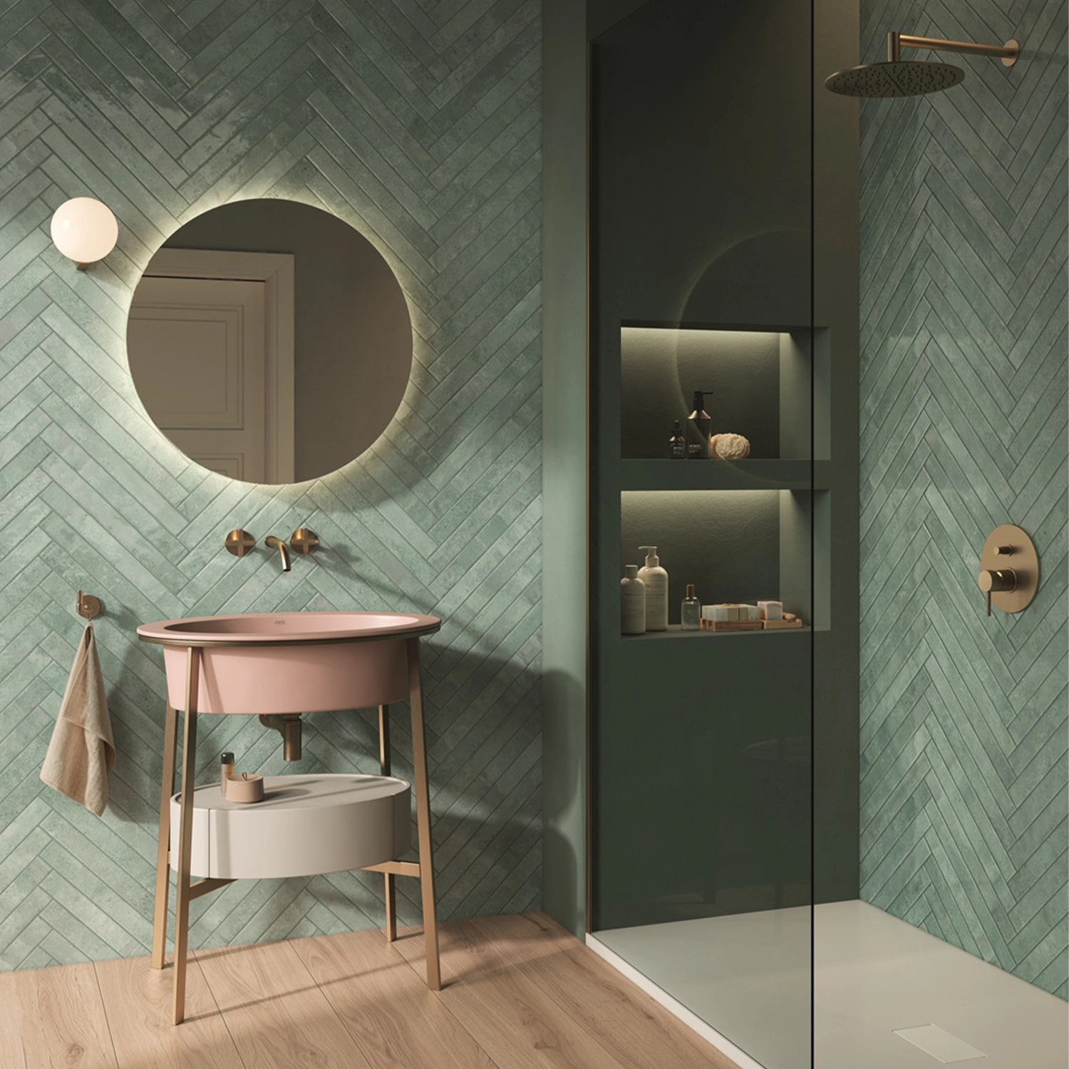 Brick Fischgrät Fliese Glow Florida 4,8 x 45 cm