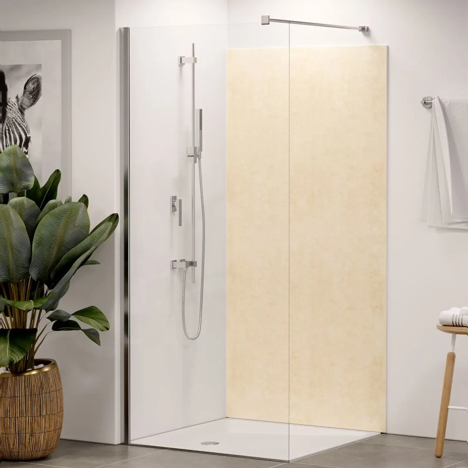 Duschrückwand Kalkstein beige