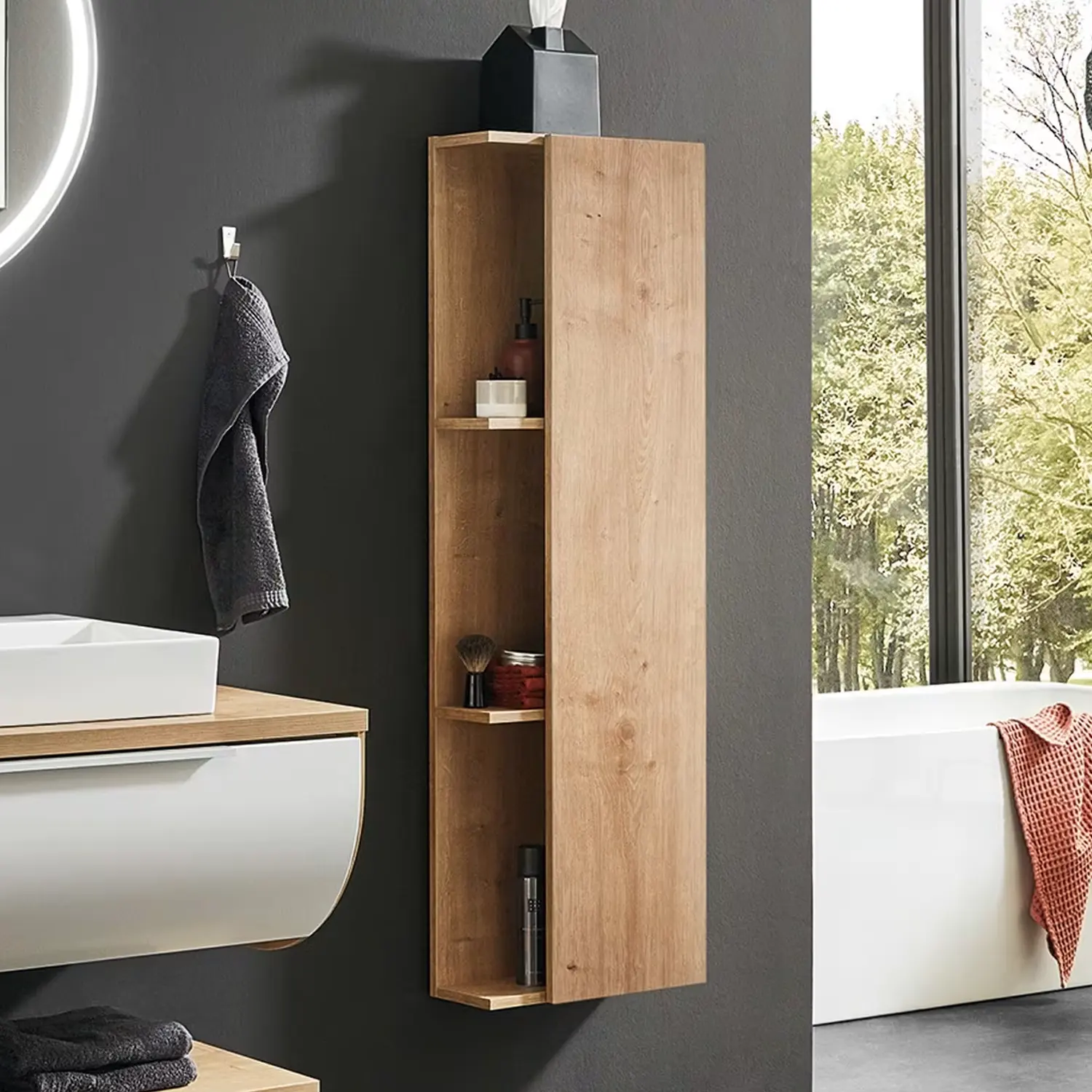 Laguna Mittelschrank-Regal mit Tür und Holzfachböden