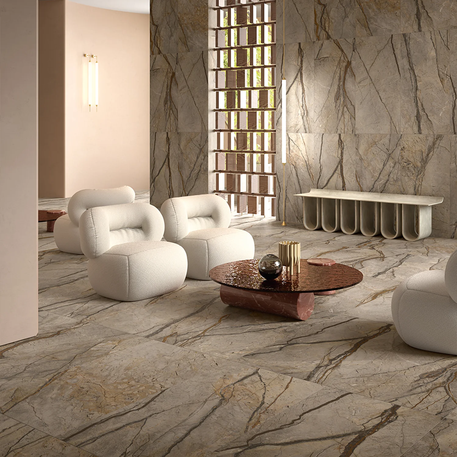 Marmor Optik Fliese Silver Roots 59,2 x 118,6 cm Matt