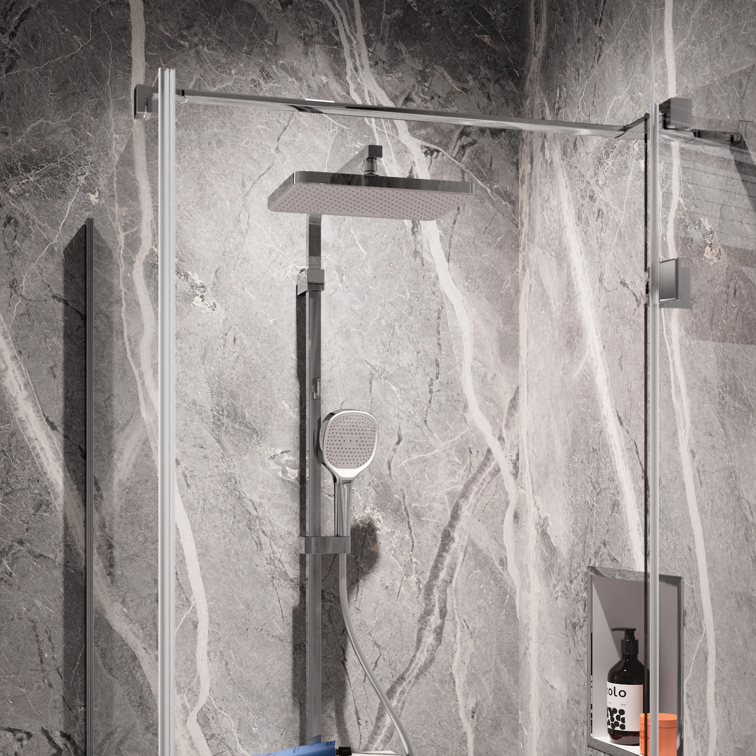 HSK RenoDeco Duschrückwand Marmor, Dolomit Grau-Beige