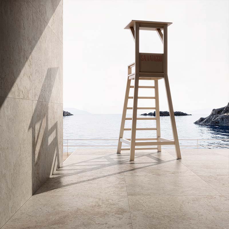 Travertin Fliese In Falda Perlato di Sicilia R11 100 x 100 cm