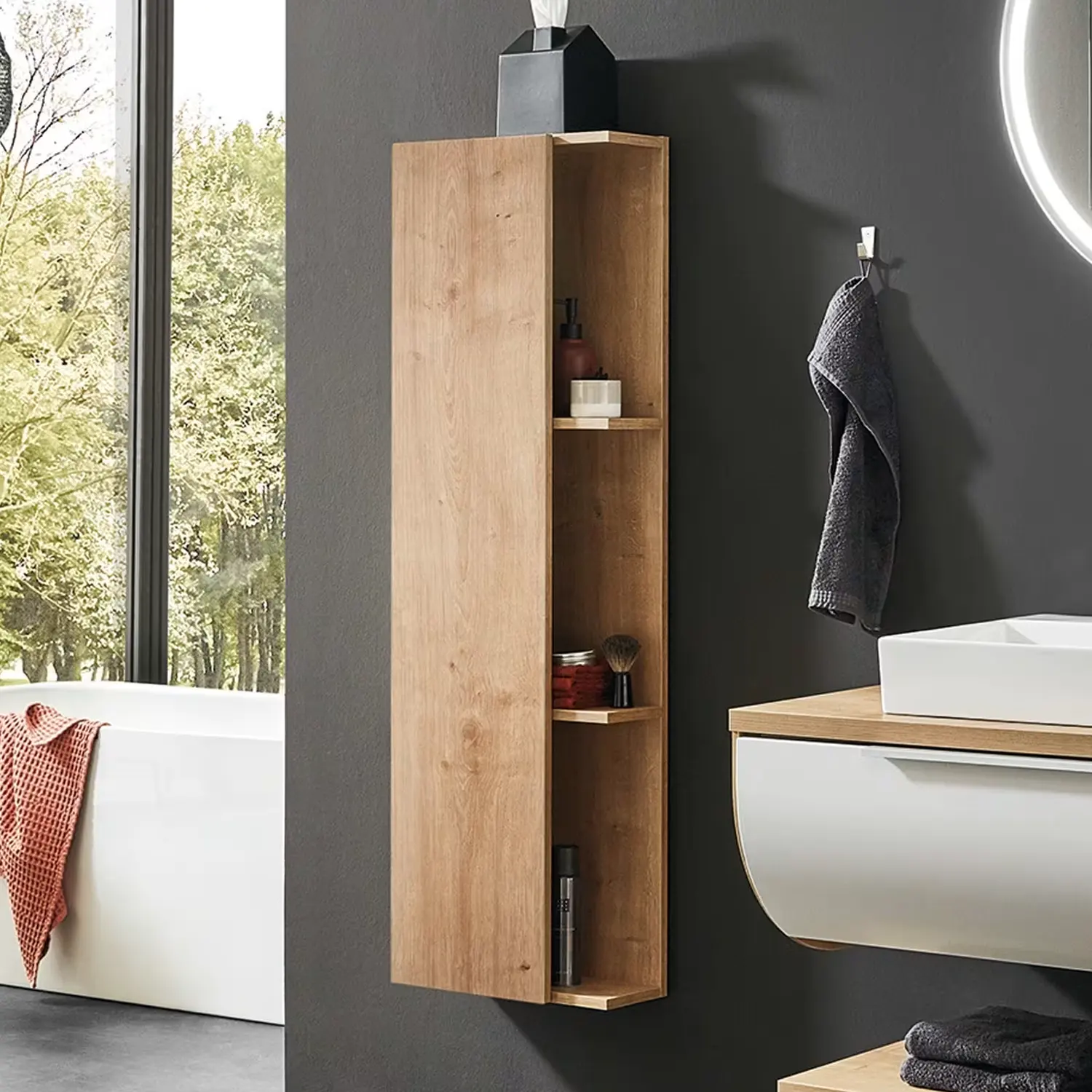 Laguna Mittelschrank-Regal mit Tür und Holzfachböden