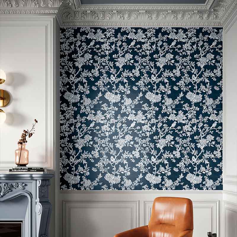 Dekorfliese CIR Chromagic Floral Blue 60 x 120 cm