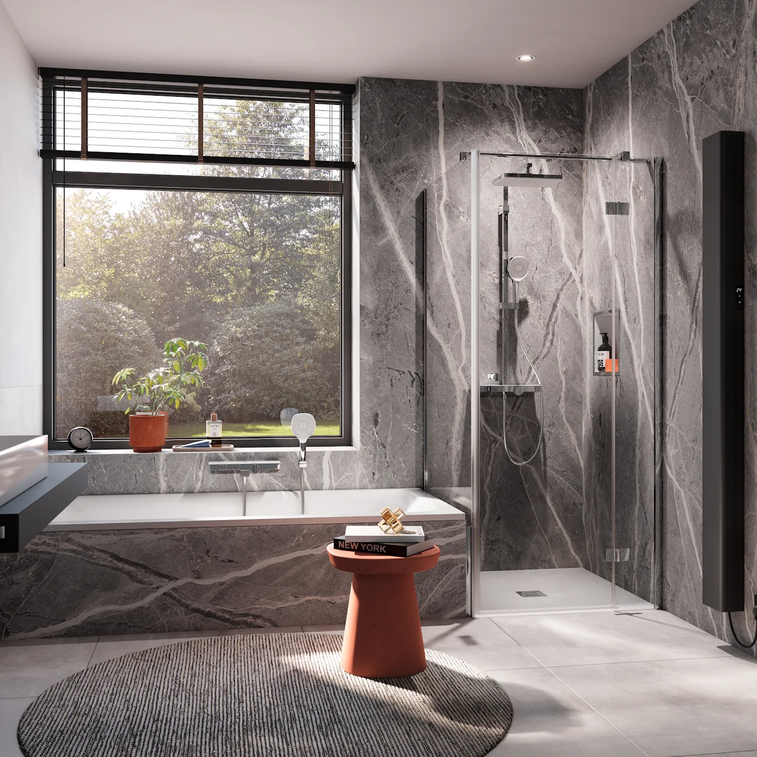 HSK RenoDeco Duschrückwand Marmor, Dolomit Grau-Beige