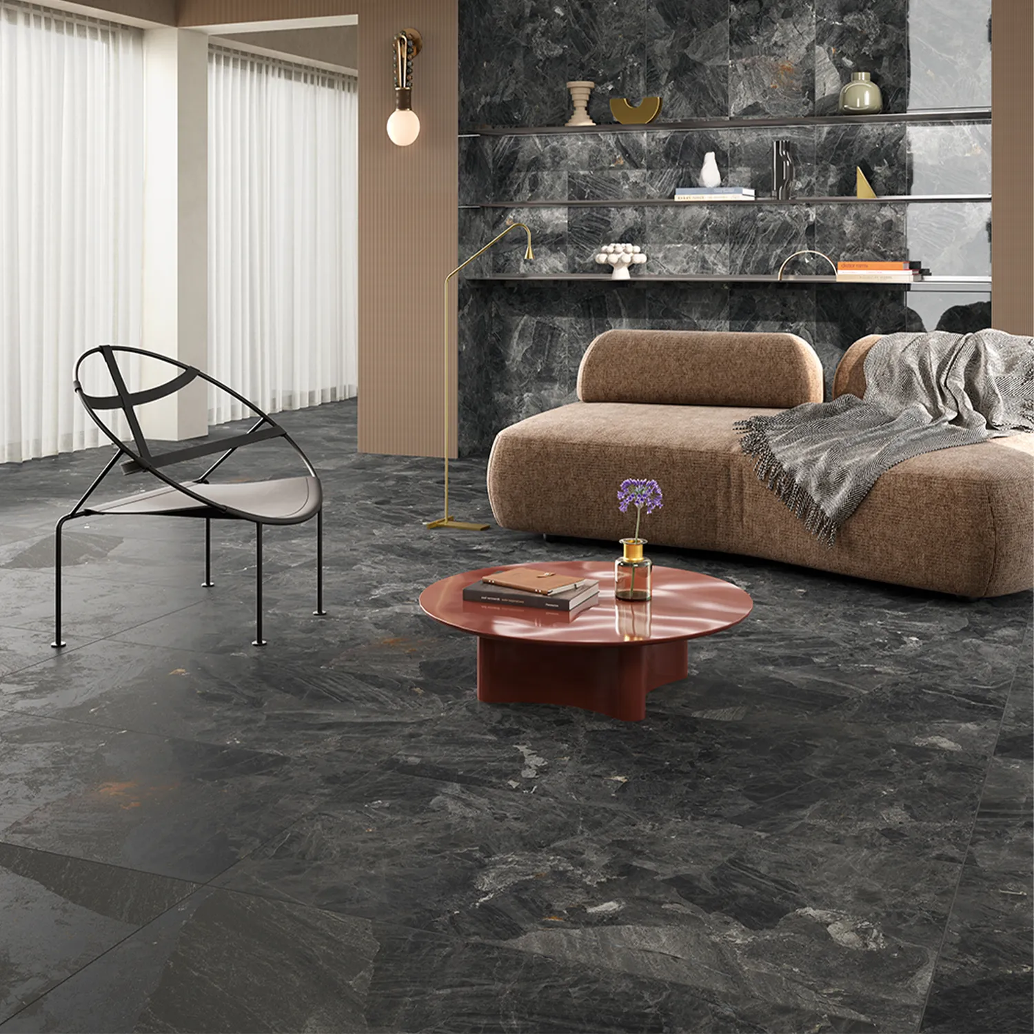 Marmor Optik Fliese Grigio Damasco 59,2 x 118,6 cm Matt