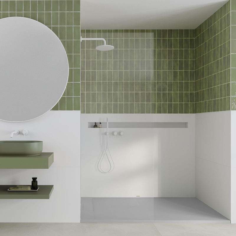 Hidrobox Pure Kromat Duschfläche 70 cm x 160 cm Cement