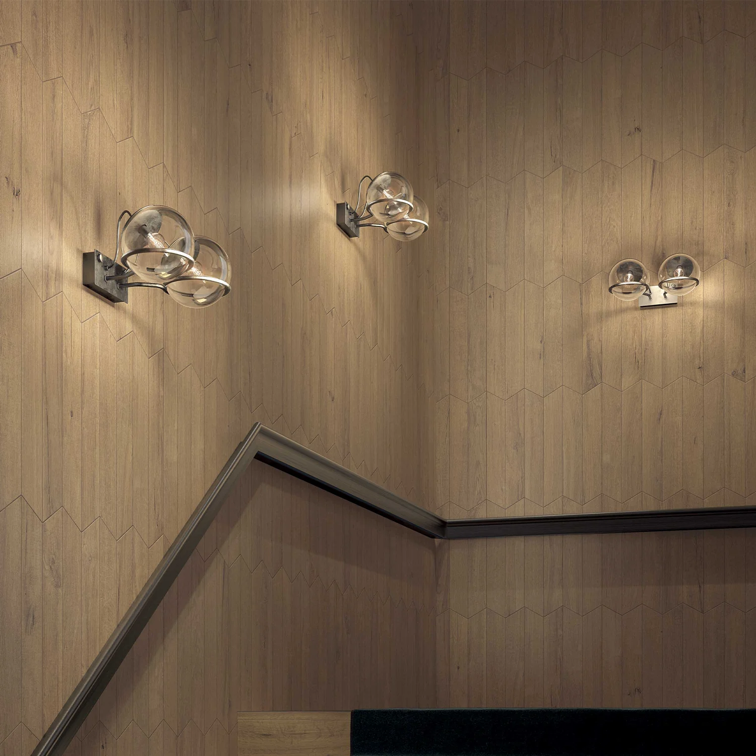 Holzoptik Fliese Bark Walnut Chevron DX/SX 9,6 x 56,6 cm