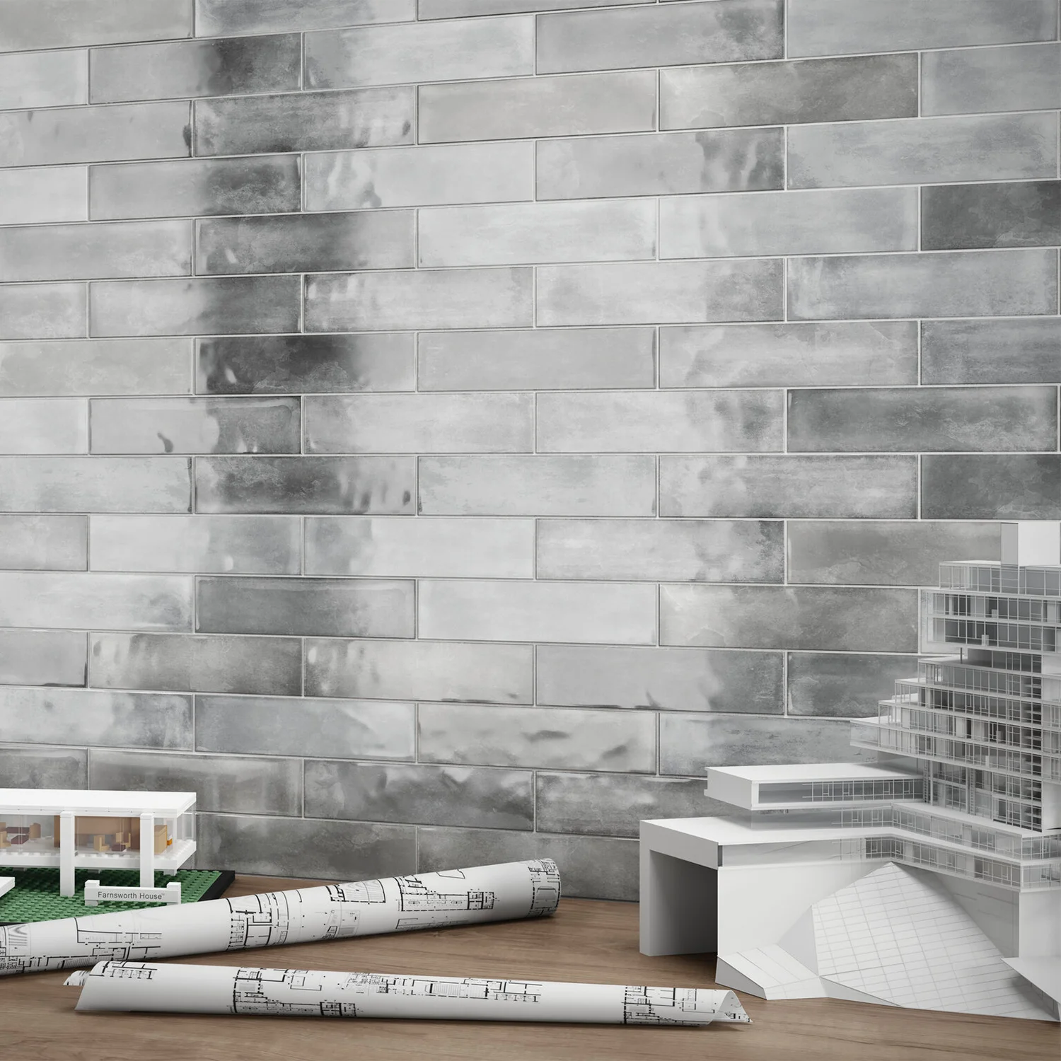 Wandfliese Brick Cambre Grey 7,5 x 30 cm