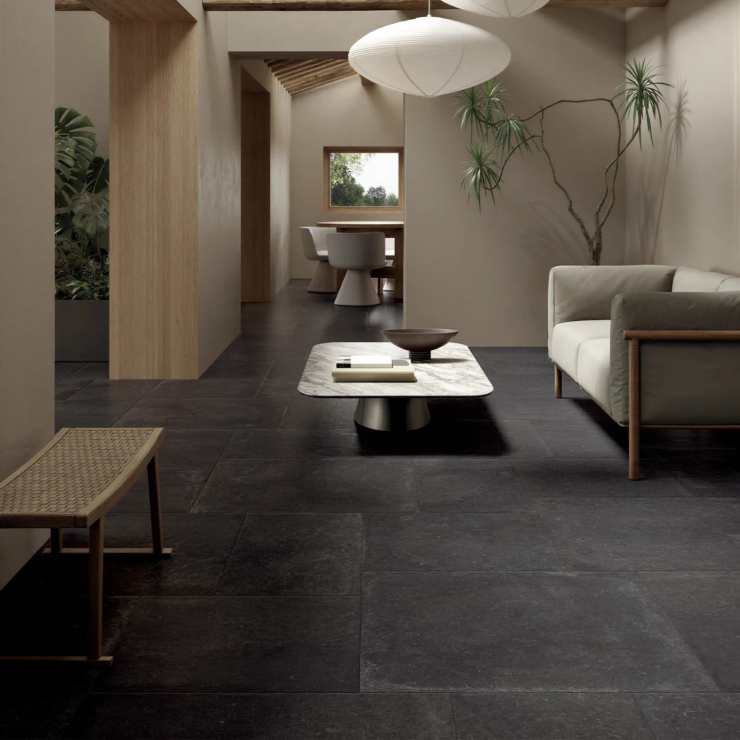 Rustikale Steinoptik Bodenfliese i-stone Dark 60 x 60 cm