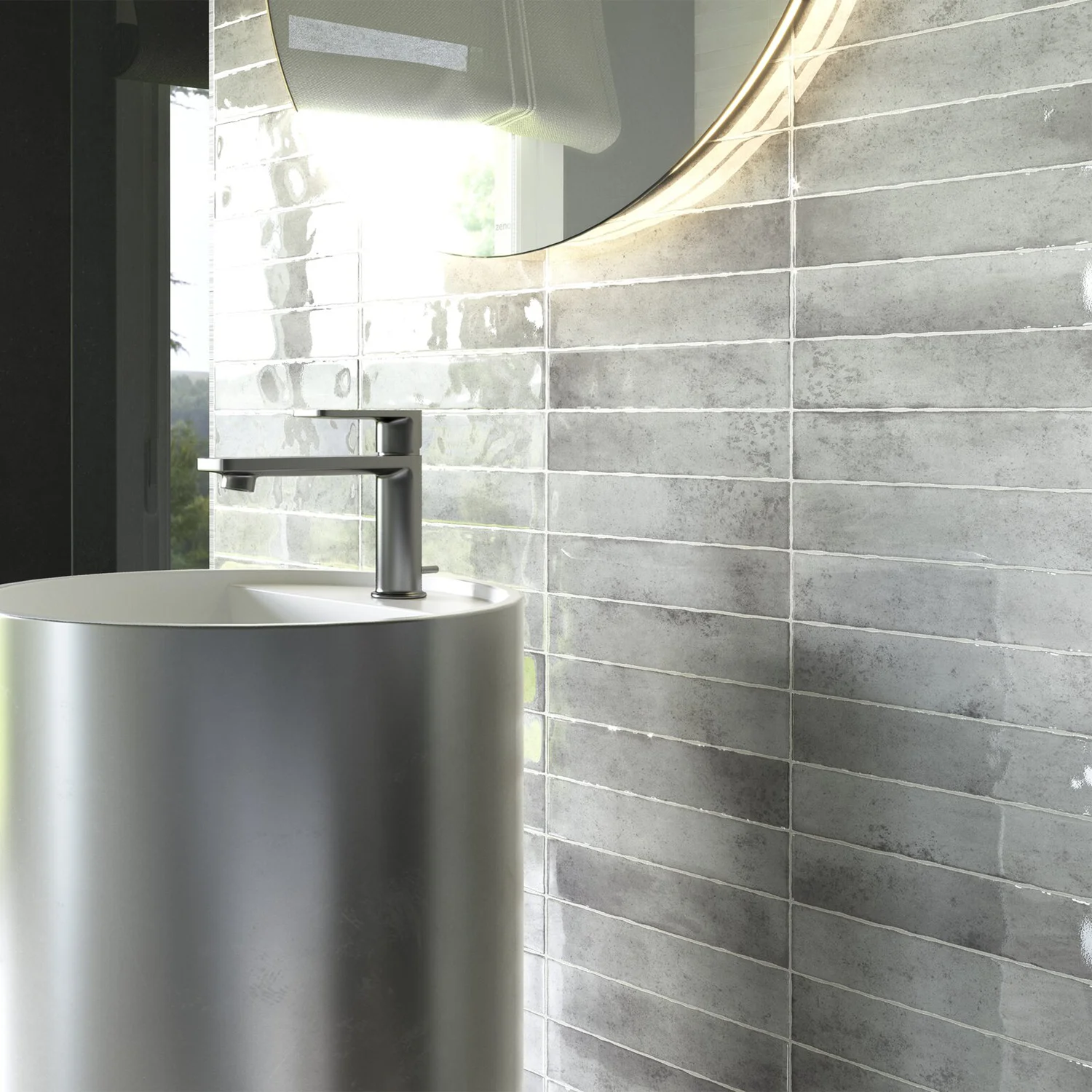 Wandfliese Brick Kalon Grey 5 x 25 cm