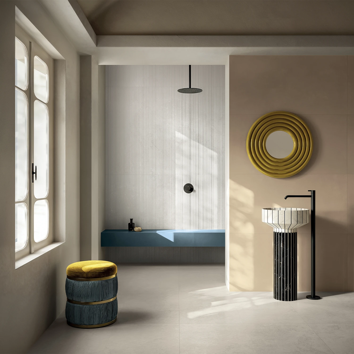 Steinoptik Bodenfliese Portland Bianco 100 x 100 cm