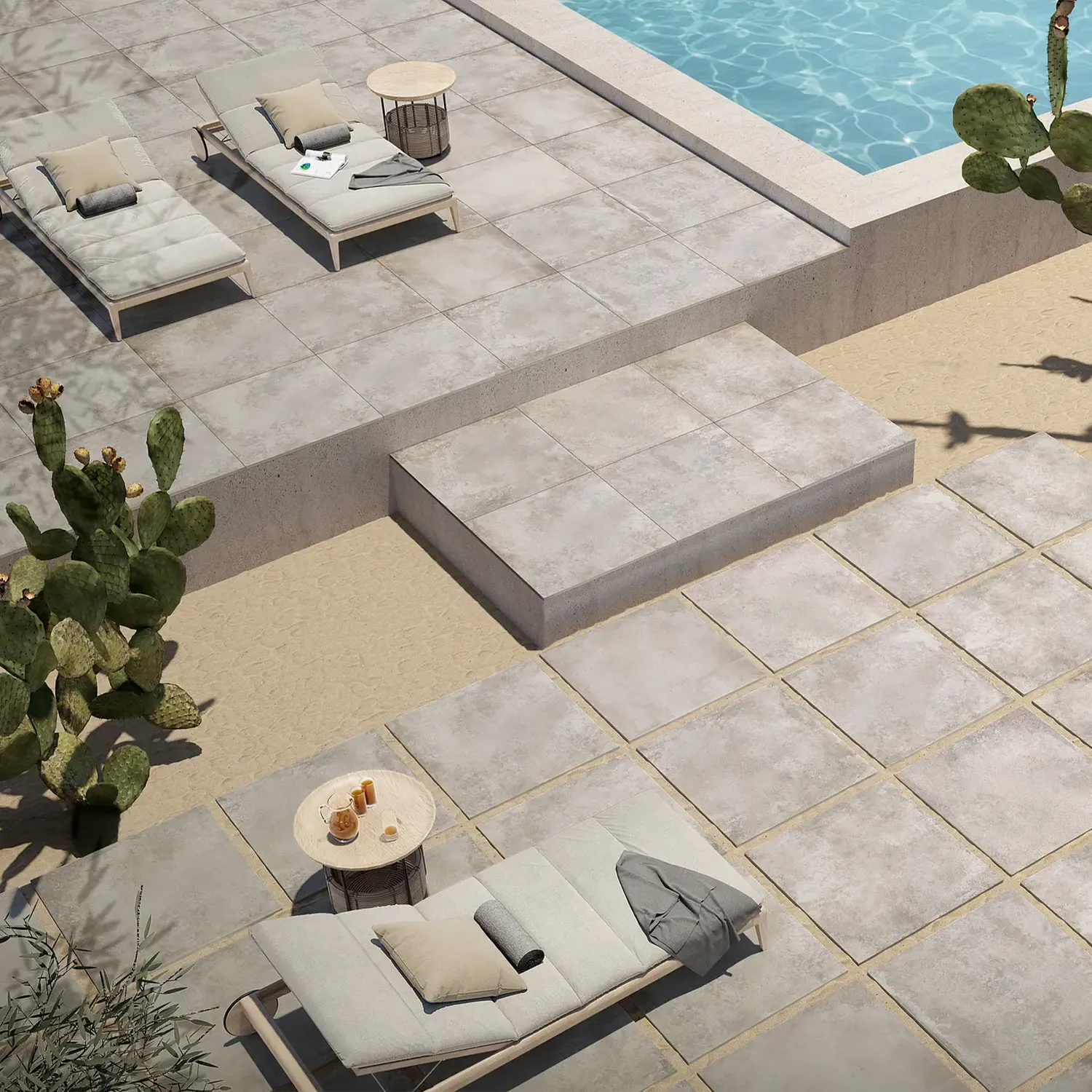 Betonoptik Terrassenplatte Urbanica Ash 90 x 90 cm
